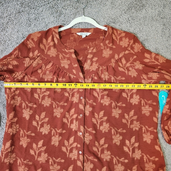 PIONEER WOMEN  Womens Orange Floral Stitch Shirt Tunic NWT XXL - Picture 11 of 15